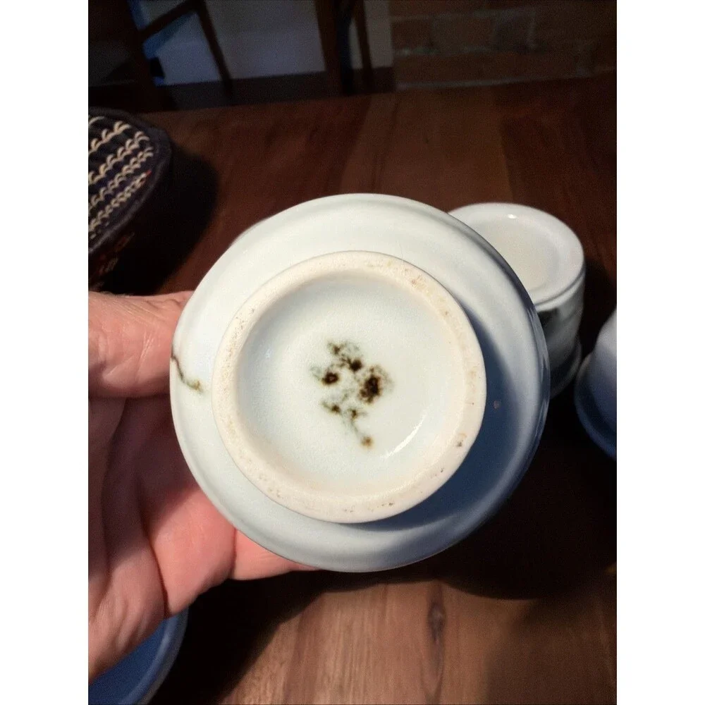 Vintage Japanese Ceramic Personal Tea Cup Set with Strainers (Set of 4)